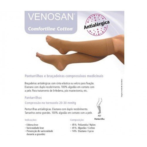 MEIA VENOSAN COMFORTLINE COTON AD 20-30 P CURTA PÉ ABERTO BEGE  